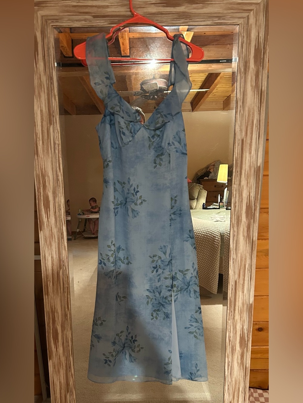 Anthropologie Sky Blue Floral Midi Dress